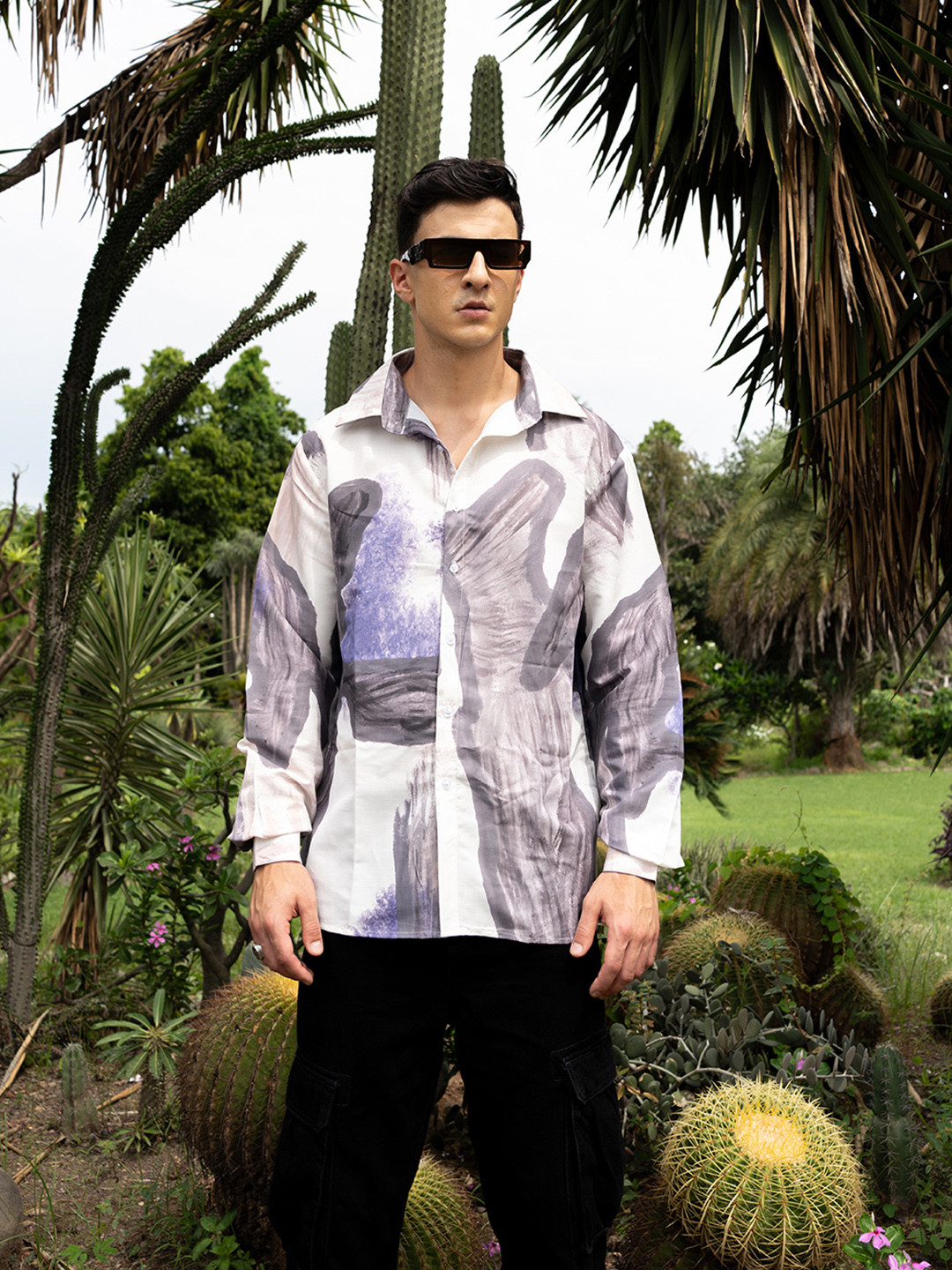 UNRL Relaxed Abstract Printed Casual Shirt