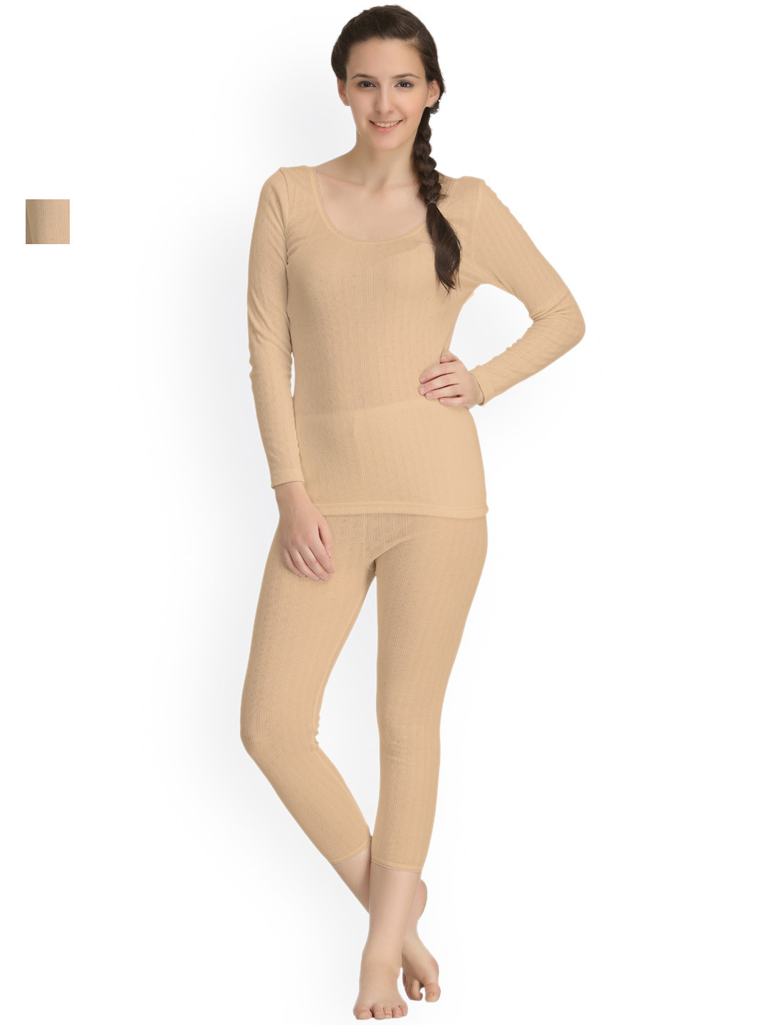 Kanvin Beige Self-Design Pack of Thermal Set NEW2150SK2180