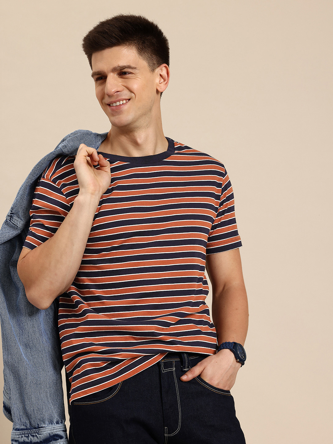 United Colors of Benetton Horizontally Striped Pure Cotton T-shirt