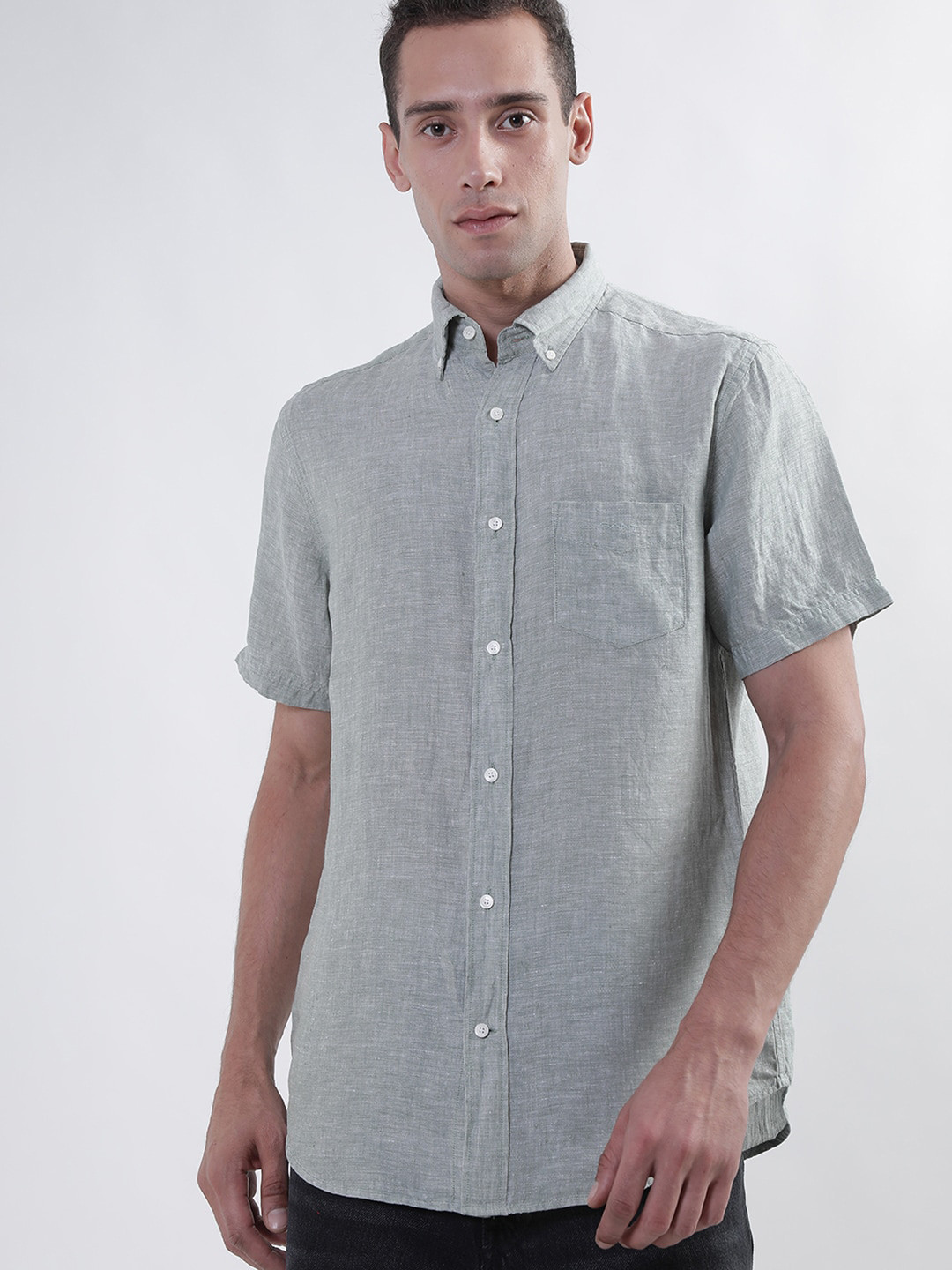 GANT Button Down Collar Short Sleeves Opaque Pure Linen Casual Shirt