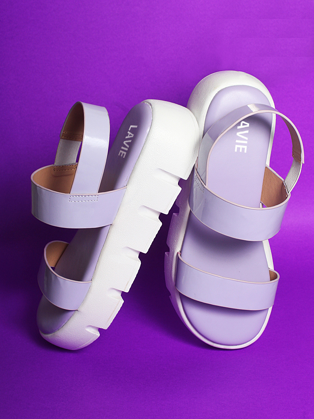 Lavie Two Strap Open Toe Flatform Heels With Backstrap