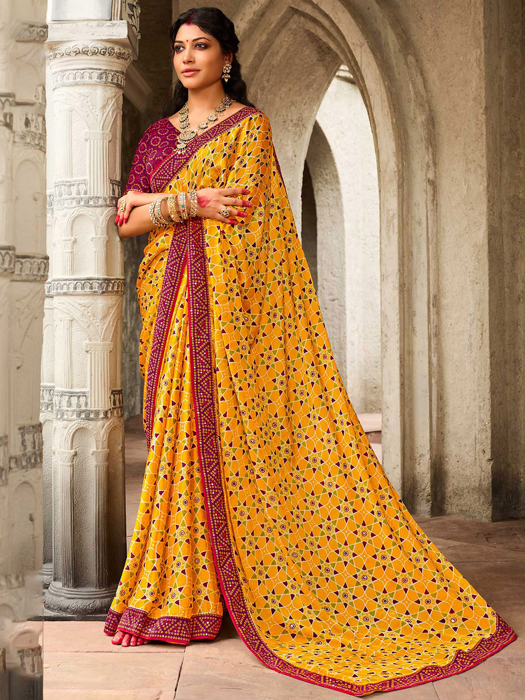 Laxmipati Geometric Printed Sequinned Saree