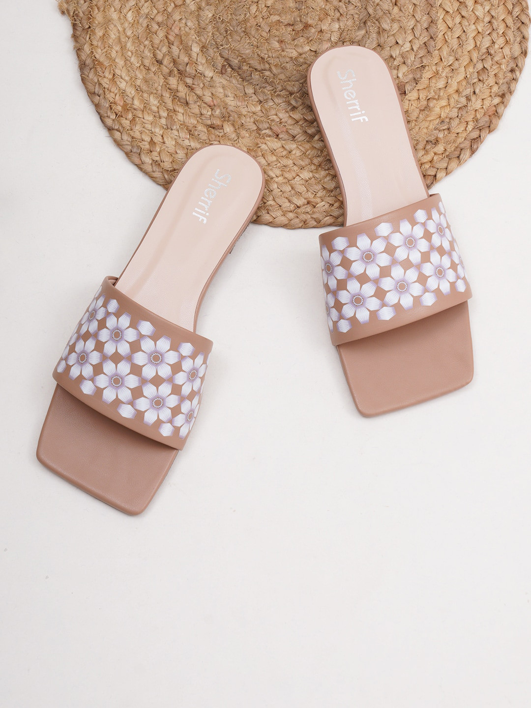 Sherrif Shoes Printed Open Toe Flats