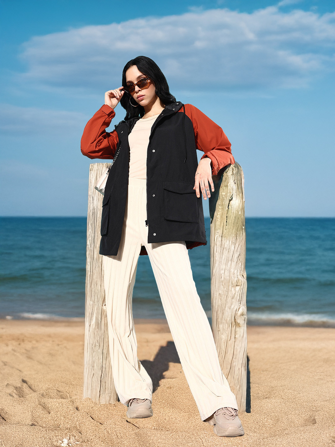 Mast & Harbour Colourblocked  Hooded Sporty Jacket