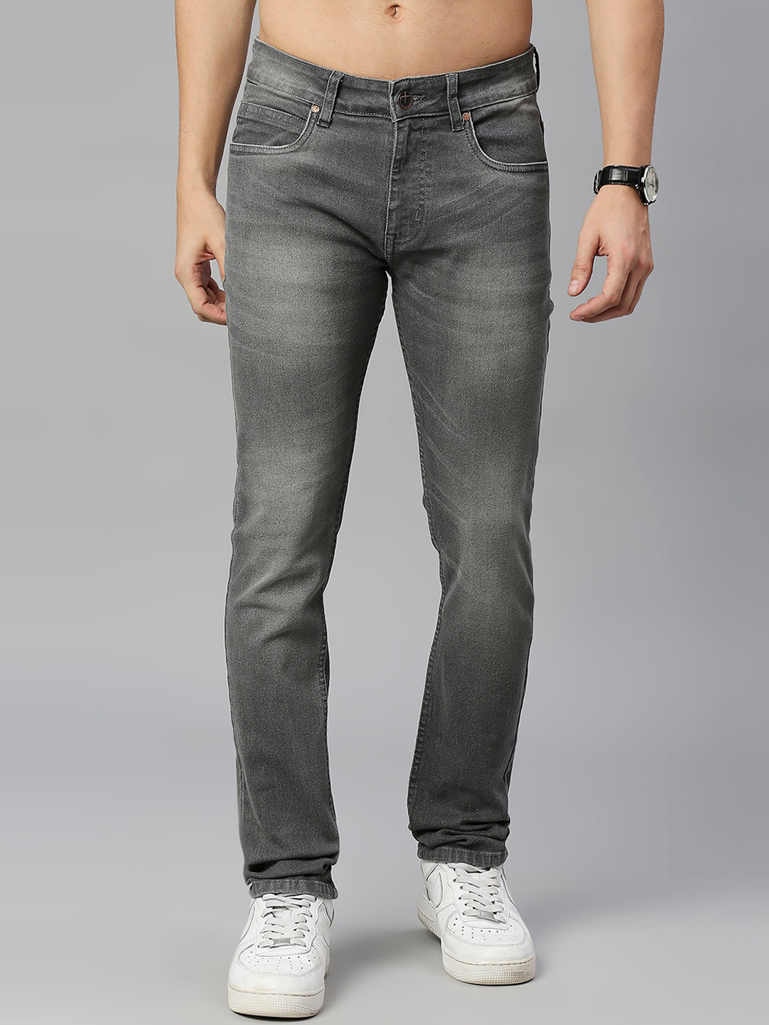 Thomas Scott Men Mid-Rise Classic Slim Fit Heavy Fade Clean Look Stretchable Jeans