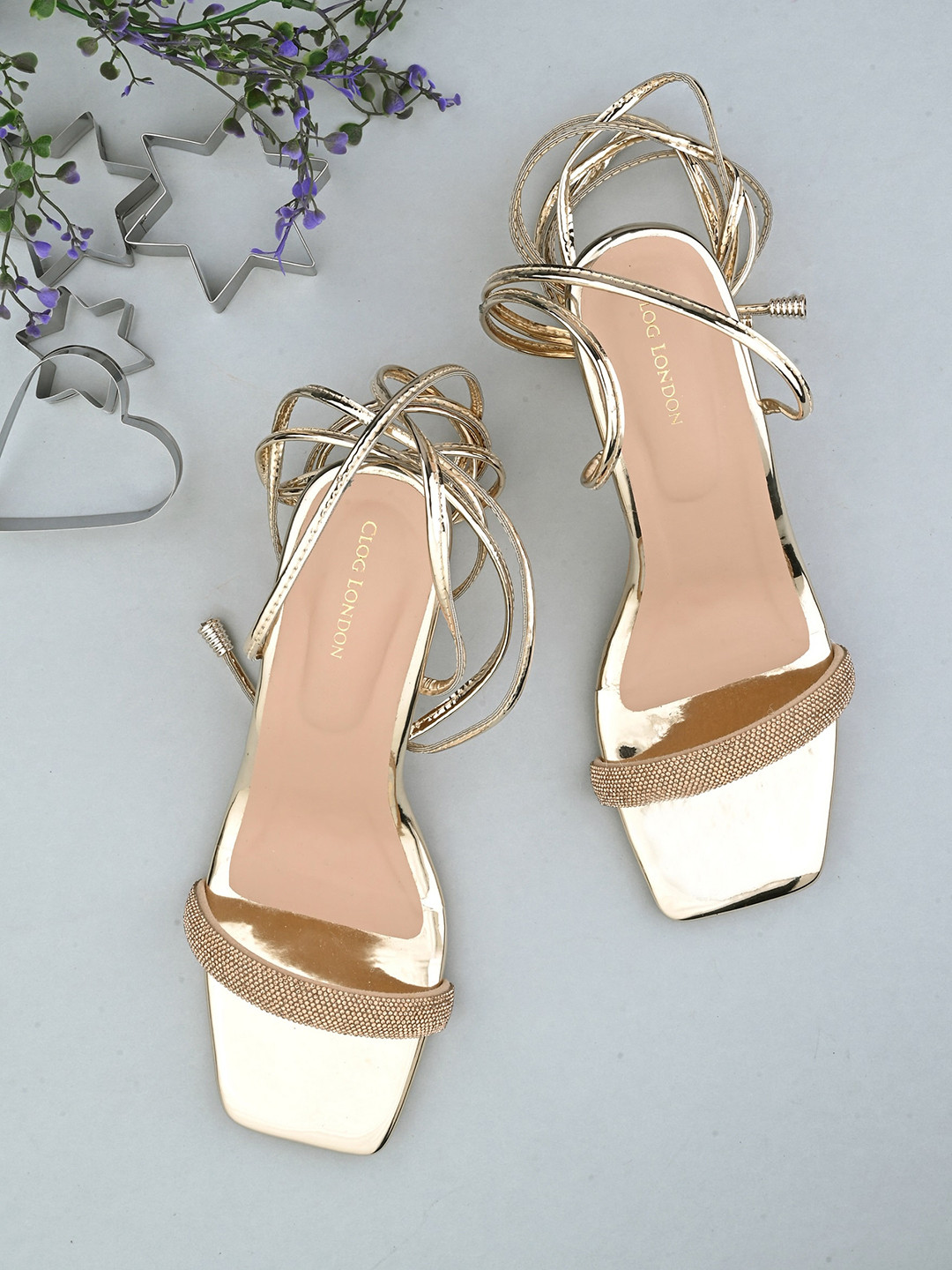 CLOG LONDON Embellished Block Heel Gladiators
