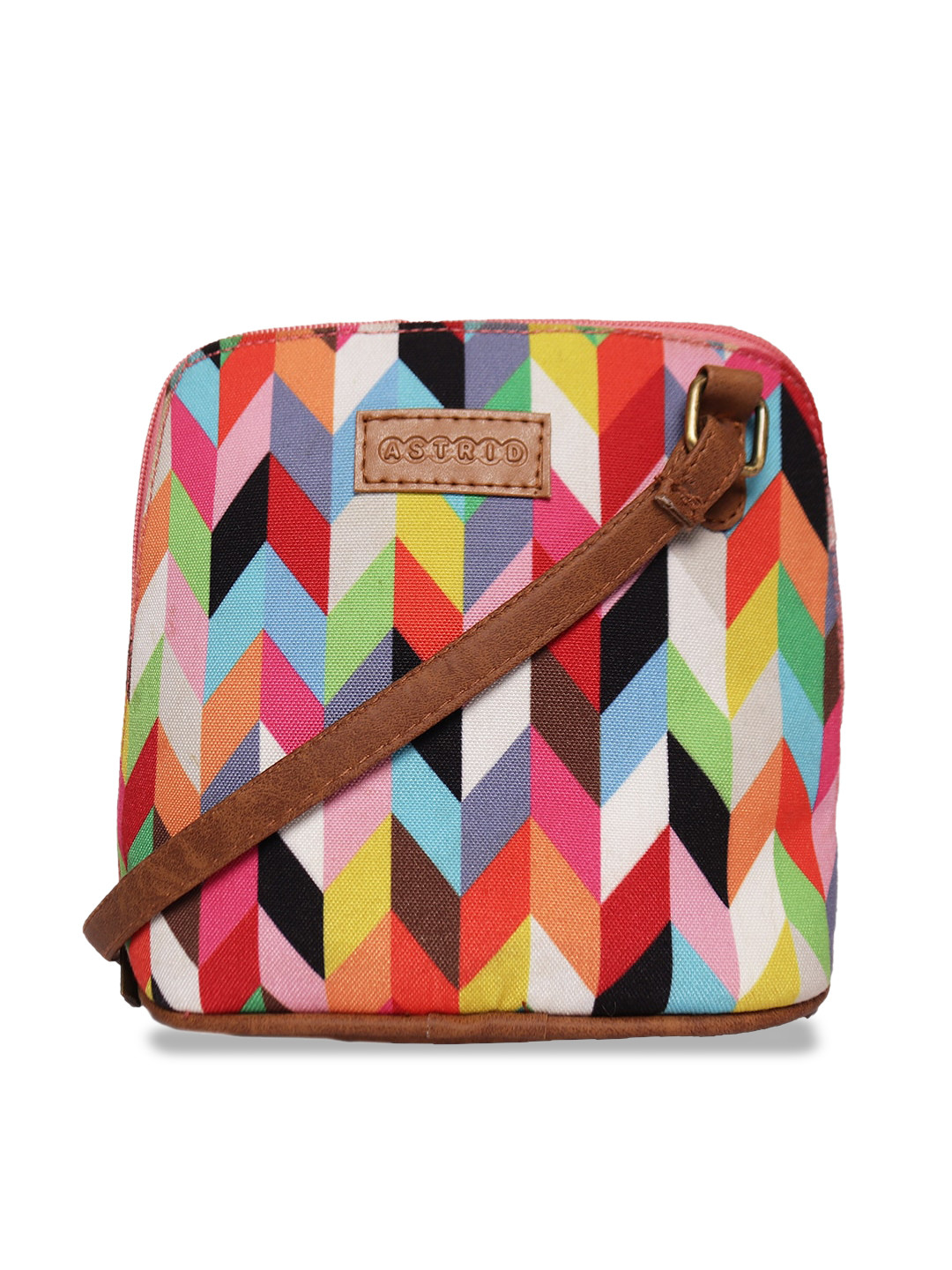 ASTRID Geometric Printed Structured Canvas Sling Bag