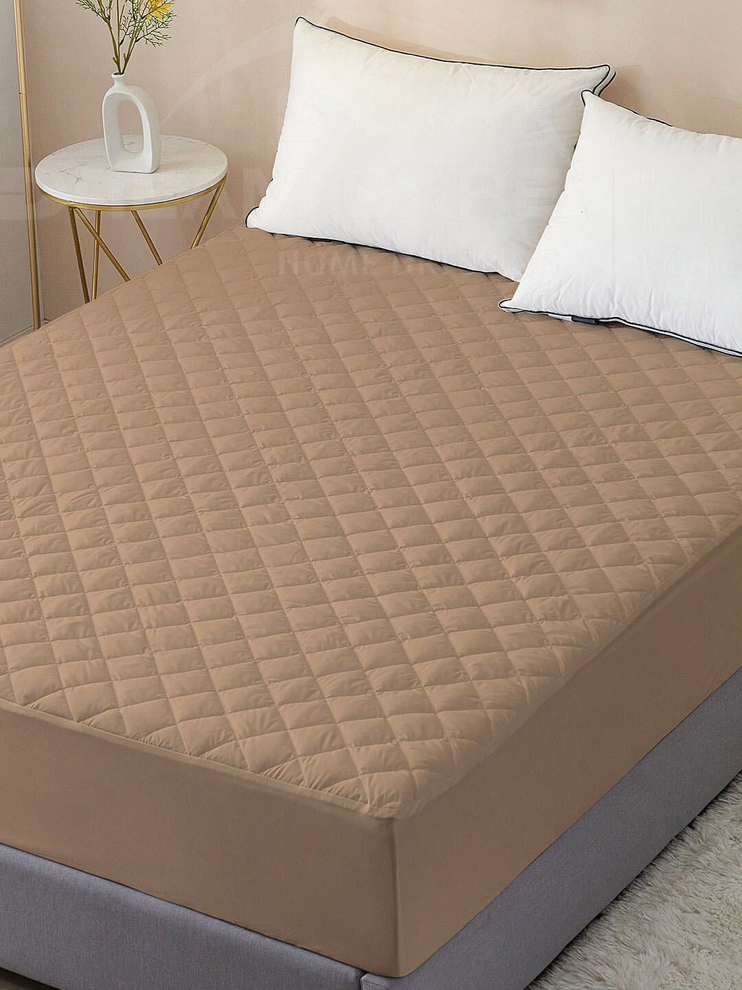 DREAM CARE Beige Quilted Cotton Breathable Mattress Protector