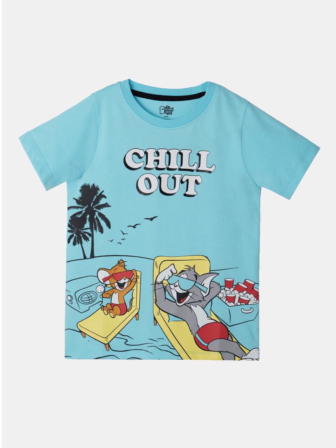 The Souled Store Boys Blue Humour And Comic Tom & Jerry Printed Pure Cotton T-Shirt