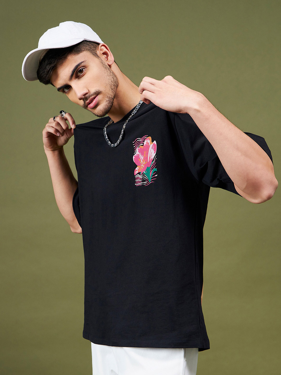 MASCLN SASSAFRAS Unisex Floral Printed Oversized Pure Cotton T-Shirt
