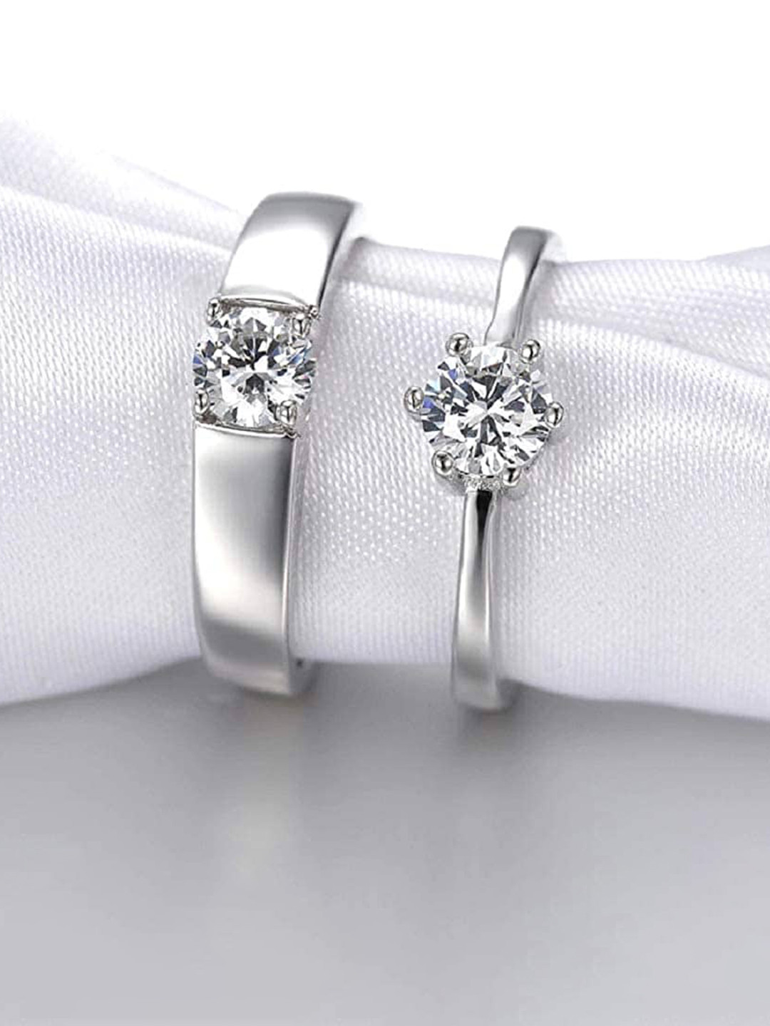 RUHI COLLECTION Set Of 2 Silver-Plated & Stone-Studded Ring