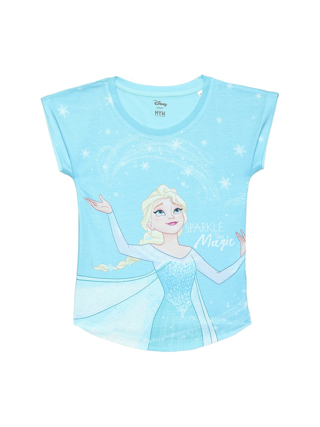 Wear Your Mind Girls Elsa Printed Cap Sleeves Cotton Top