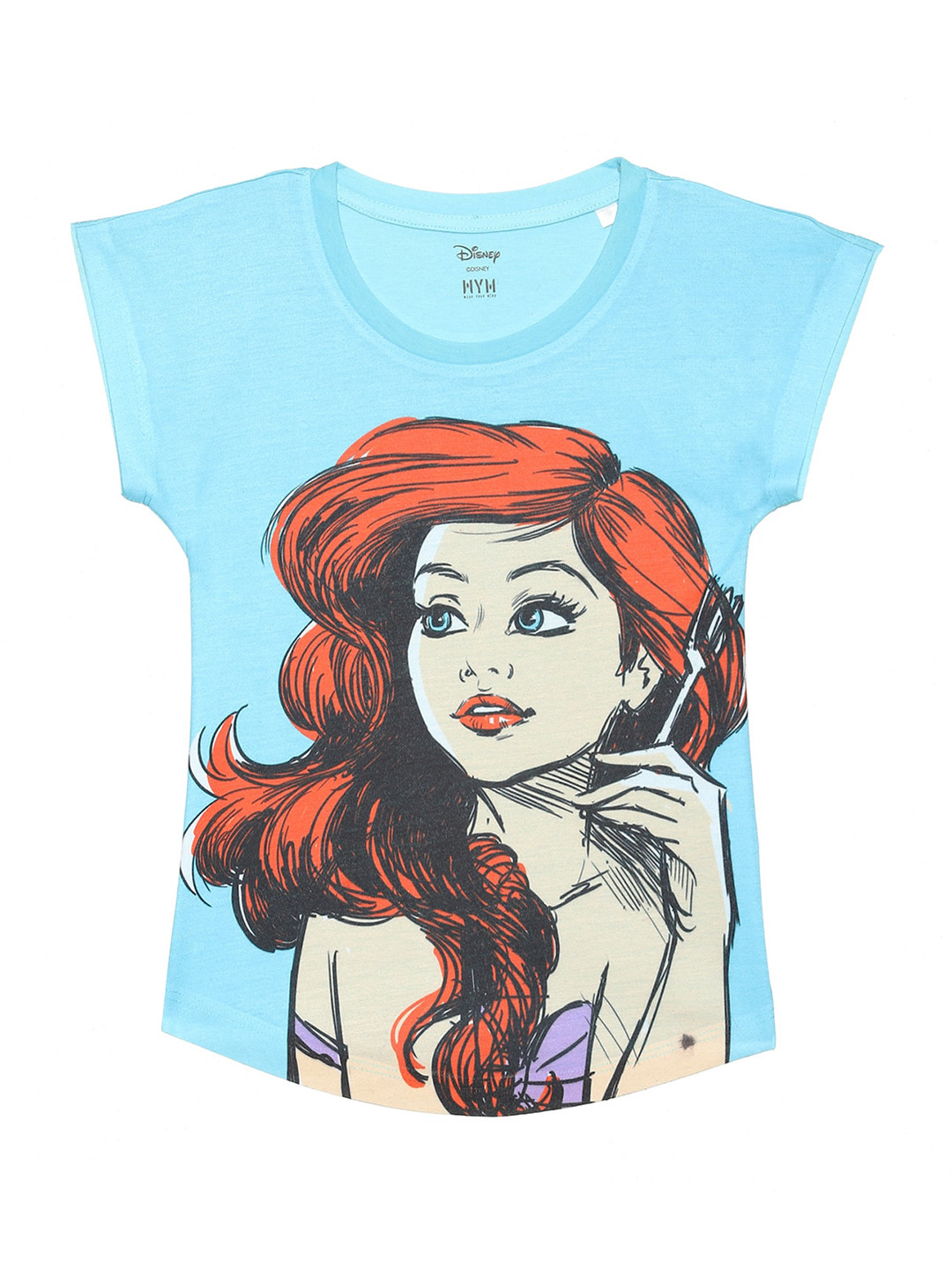 Wear Your Mind Girls Disney Princess Graphic Printed Cap Sleeves Top