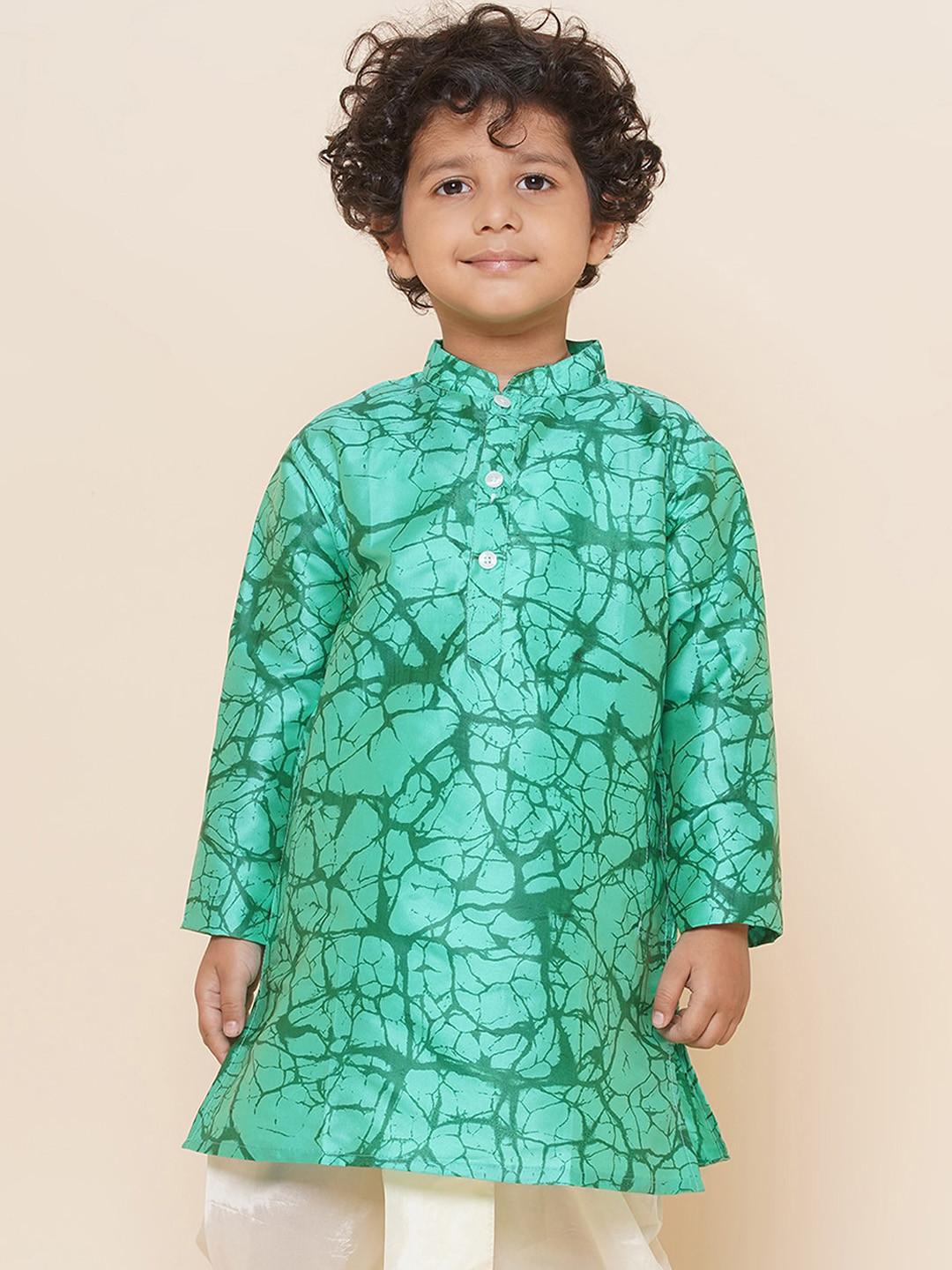Sethukrishna Boys Mandarin Collar Abstract Printed Kurta