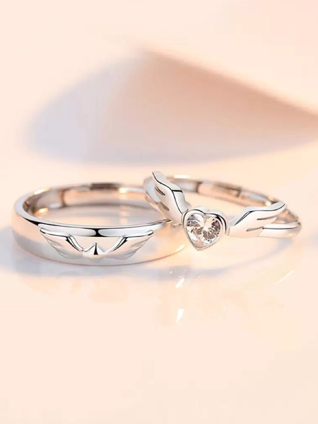 RUHI COLLECTION Silver-Plated & Stone-Studded Couple Adjustable Finger Rings