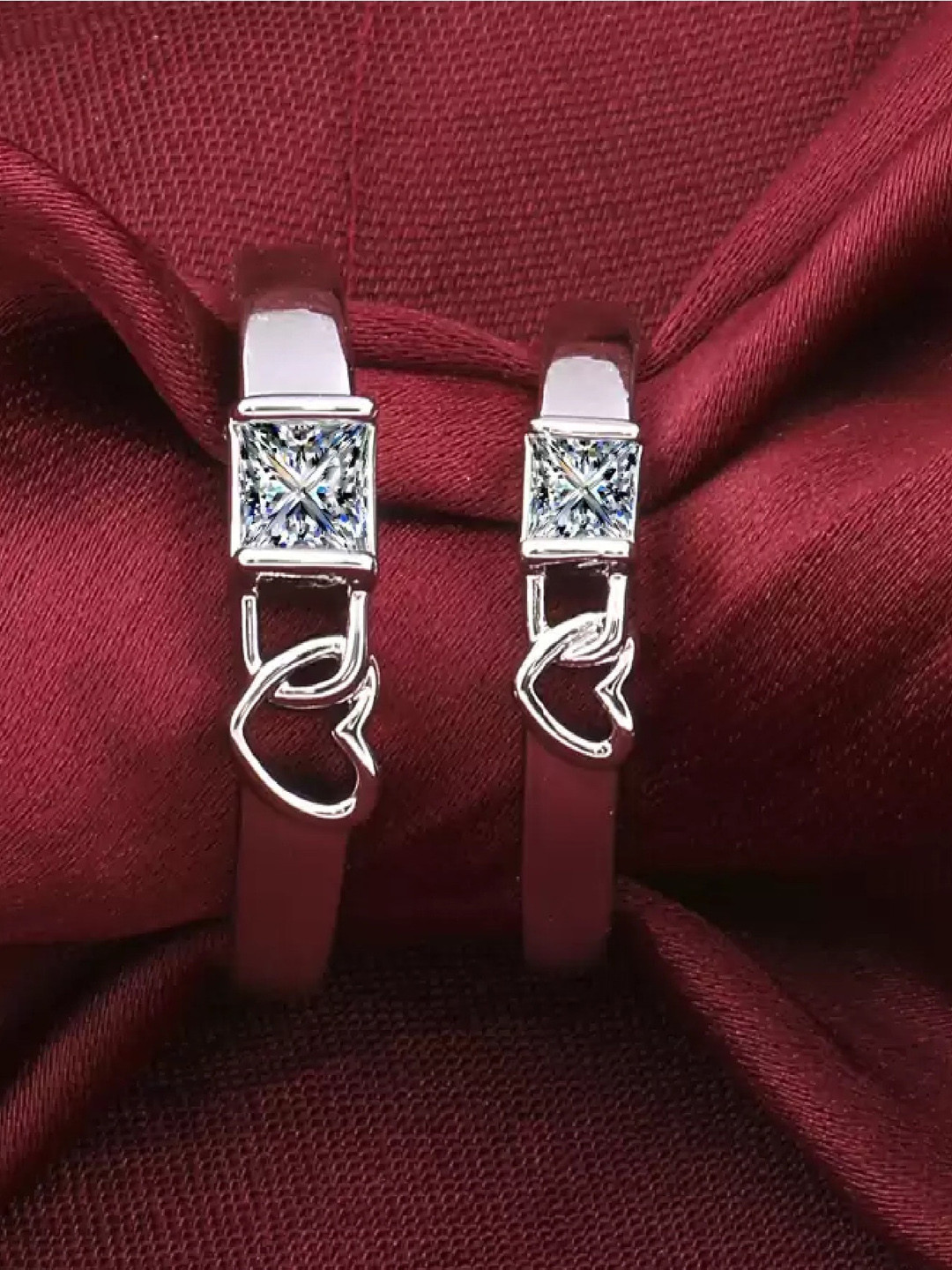 RUHI COLLECTION Set of of 2 Silver Plated Couple Ring