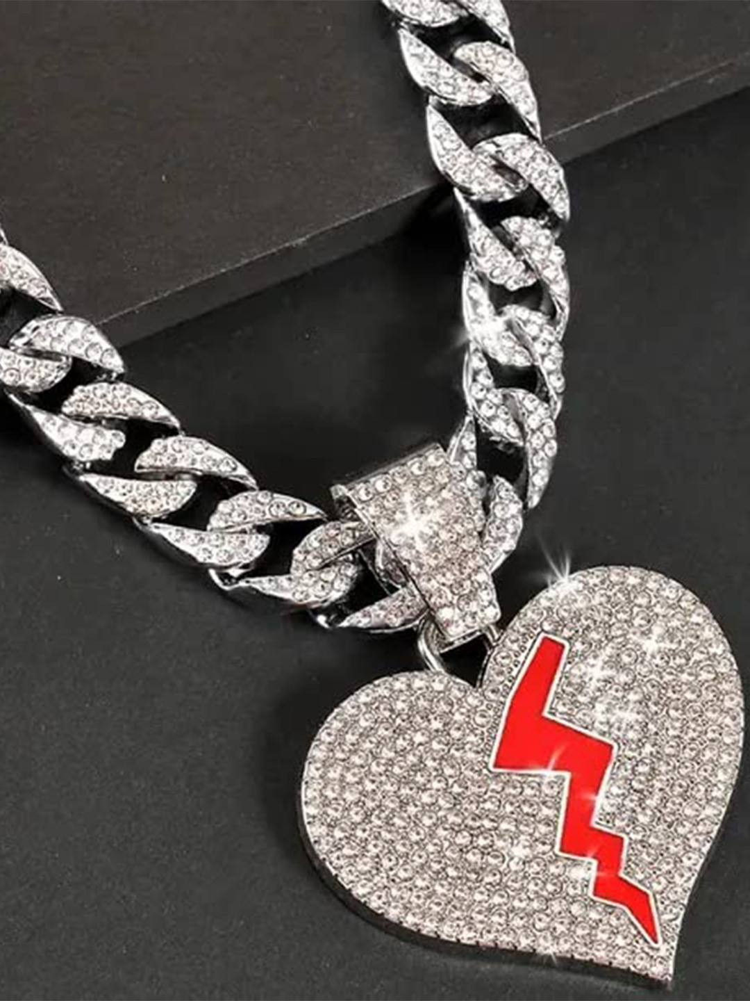 VIEN Silver-Plated Broken Heart Necklace