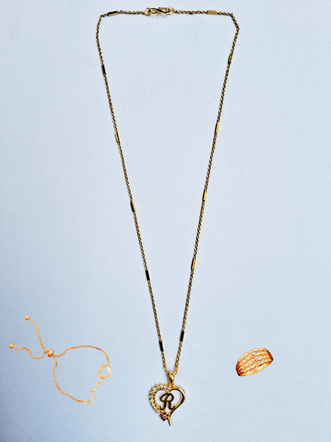 JEWEL WORLD Gold-Plated Initial Letter Jewellery Set