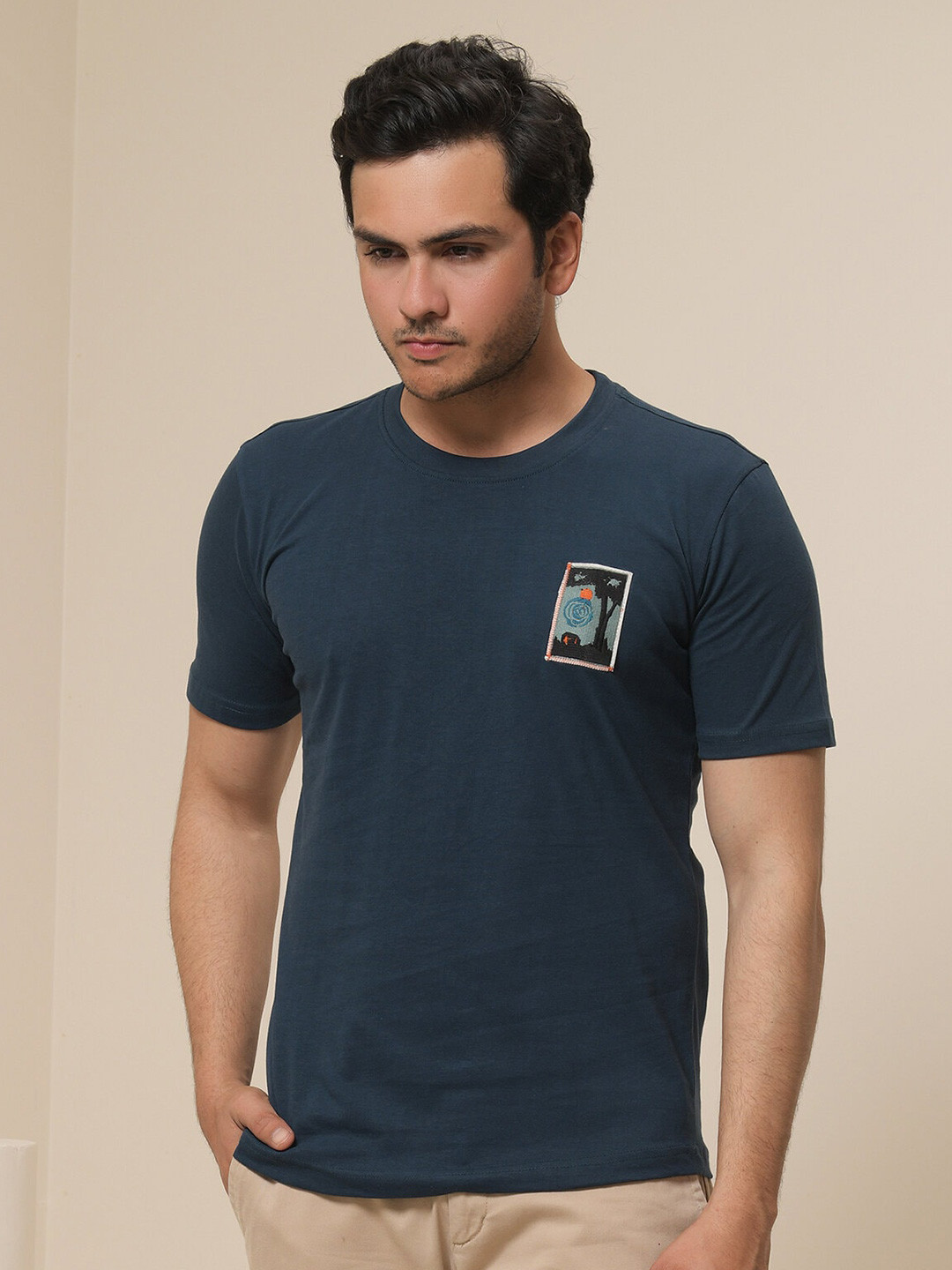 ARTLESS Round Neck Pure Cotton T-shirt