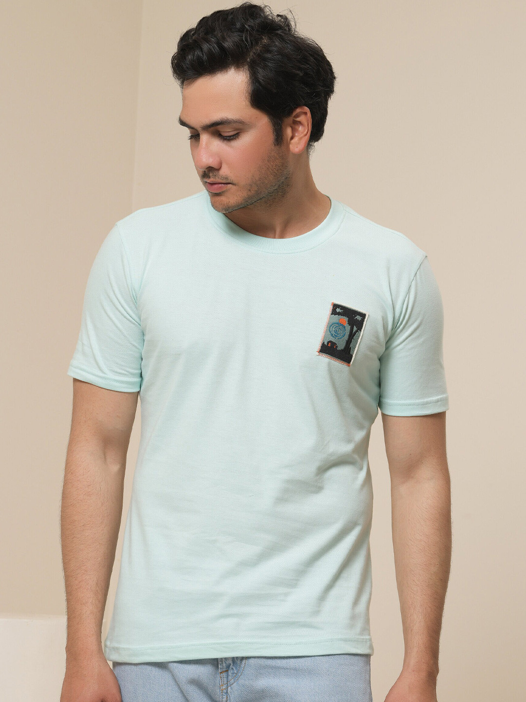 ARTLESS Round Neck Pure Cotton T-shirt