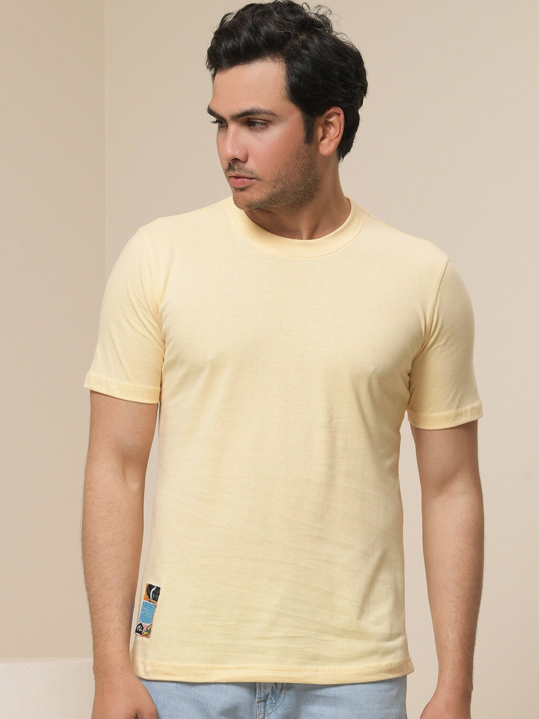 ARTLESS Round Neck Pure Cotton T-shirt
