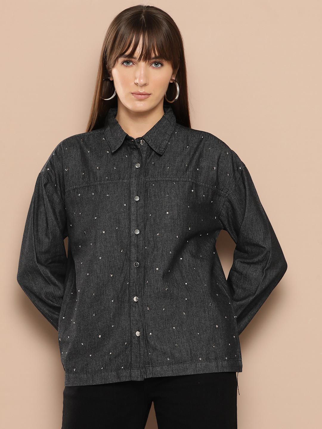 Chemistry Cotton Embellished Chambray Shirt