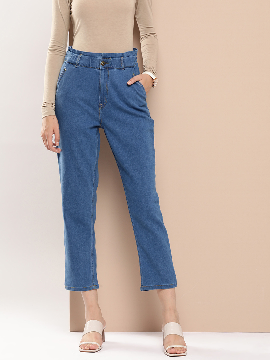 Chemistry Women Bootcut Cropped Pure Cotton Jeans