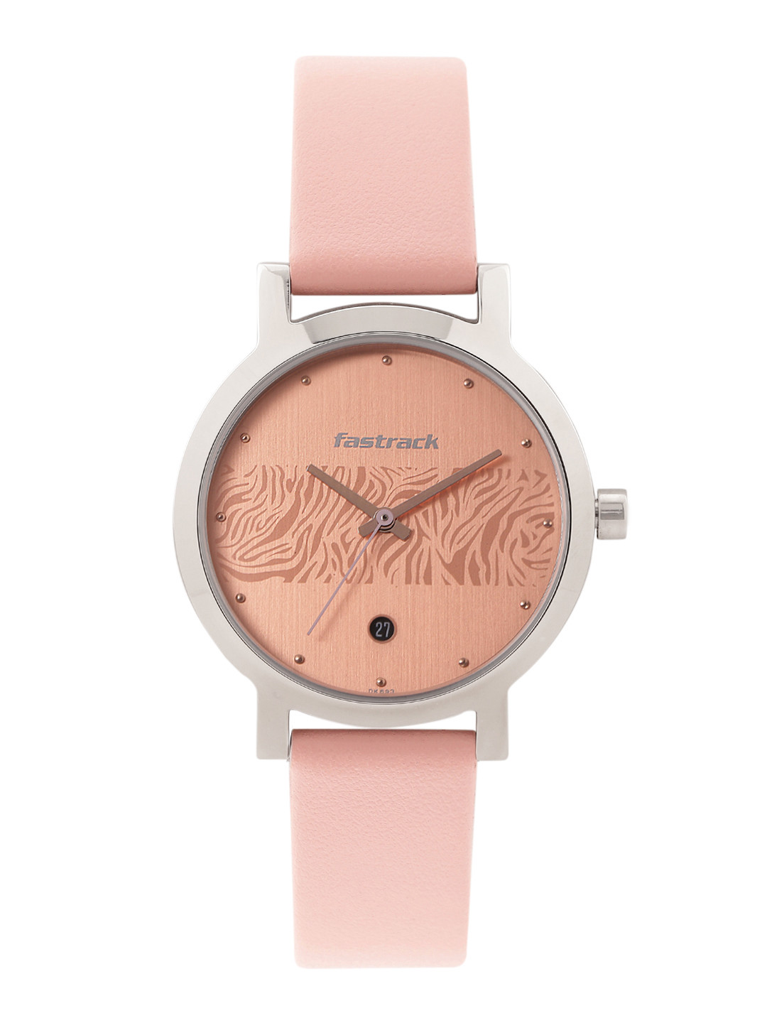 Fastrack Women Patterned Leather Straps Analogue Watch NR6222SL03-Light Pink Colour