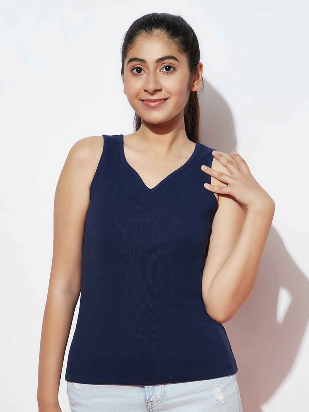 SPUNKIES Girls V-Neck Sleeveless Cotton Top