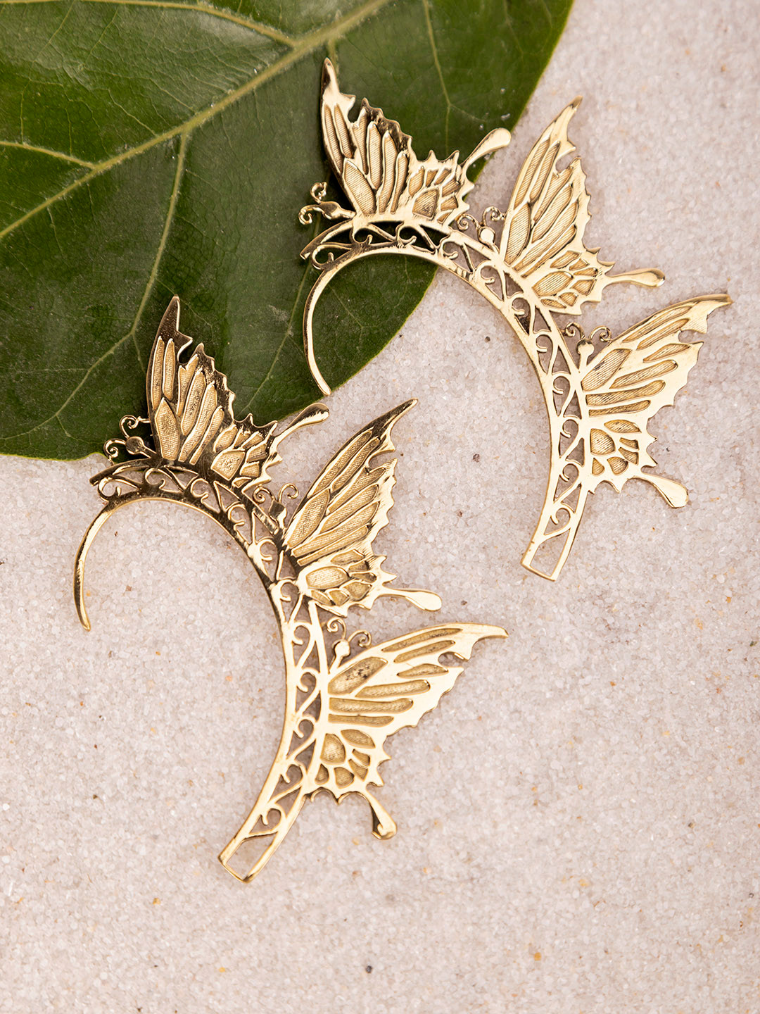 Studio One Love Gold-Plated Contemporary Ear Cuff Earrings