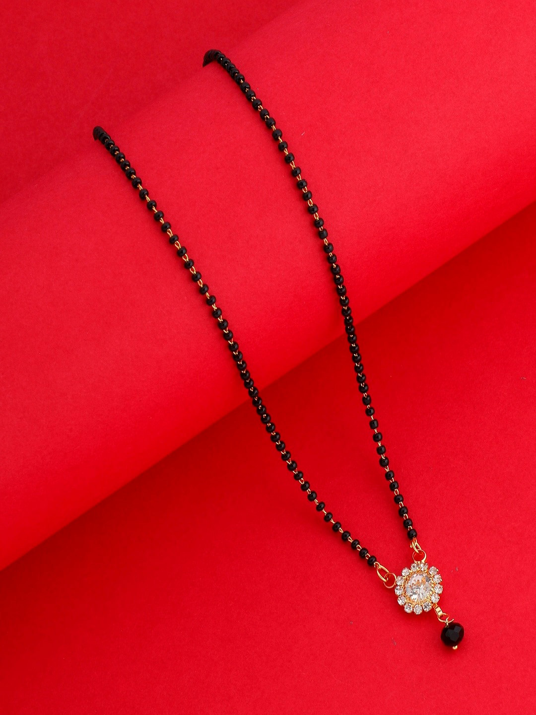 JEWEL WORLD Set Of 3 Gold-Plated Mangalsutra Chain With Ring