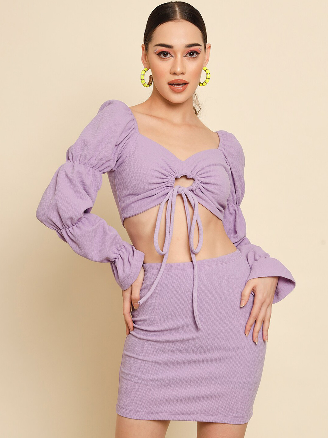 BAESD Cut Out Tie Up Detailed Top & Skirt Co-Ords Set