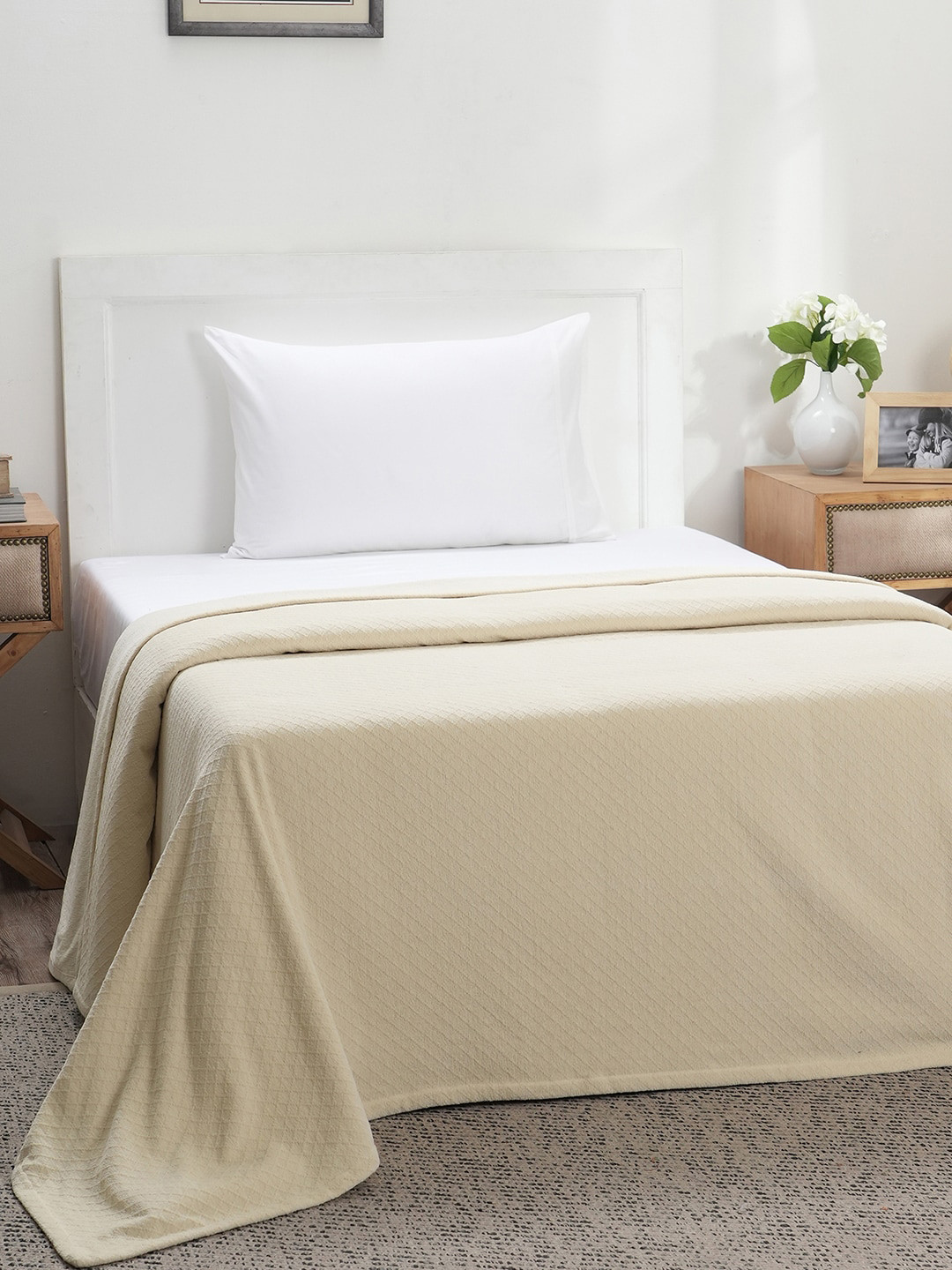 MASPAR Colorart Blaize Beige 256GSM Cotton Single Bed Cover