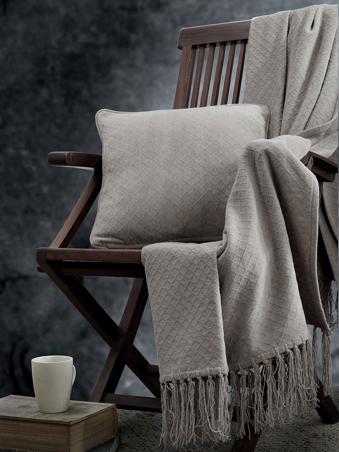 MASPAR Colorart Blaize Grey 256 GSM Square Cotton Cushion Cover