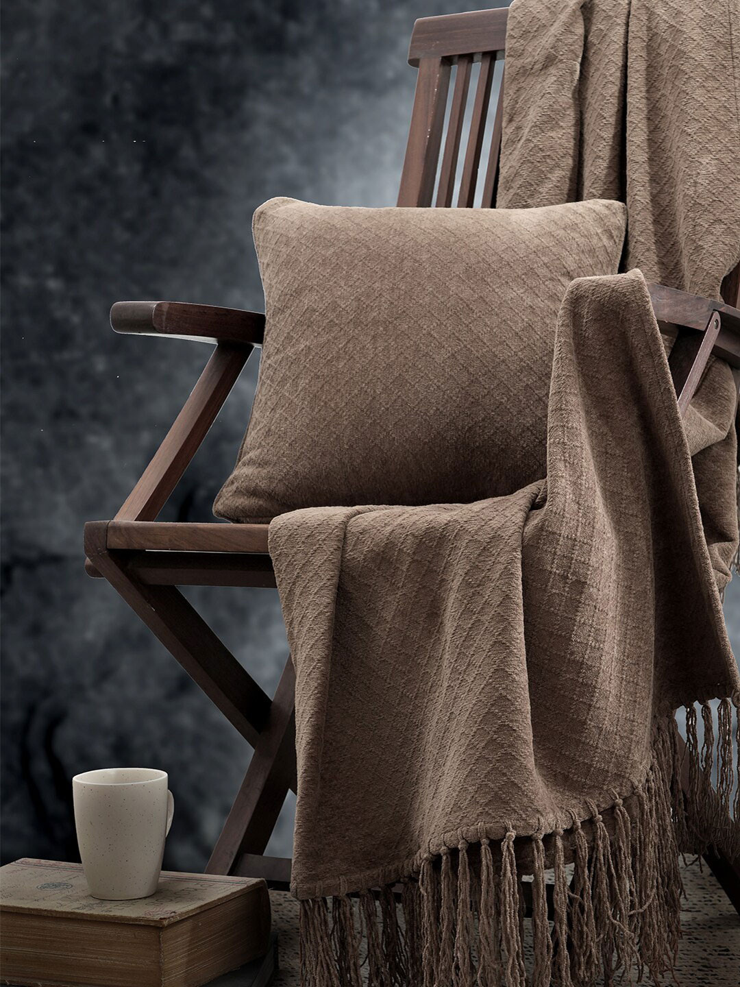 MASPAR Colorart Blaize Brown Cotton Square Cushion Cover