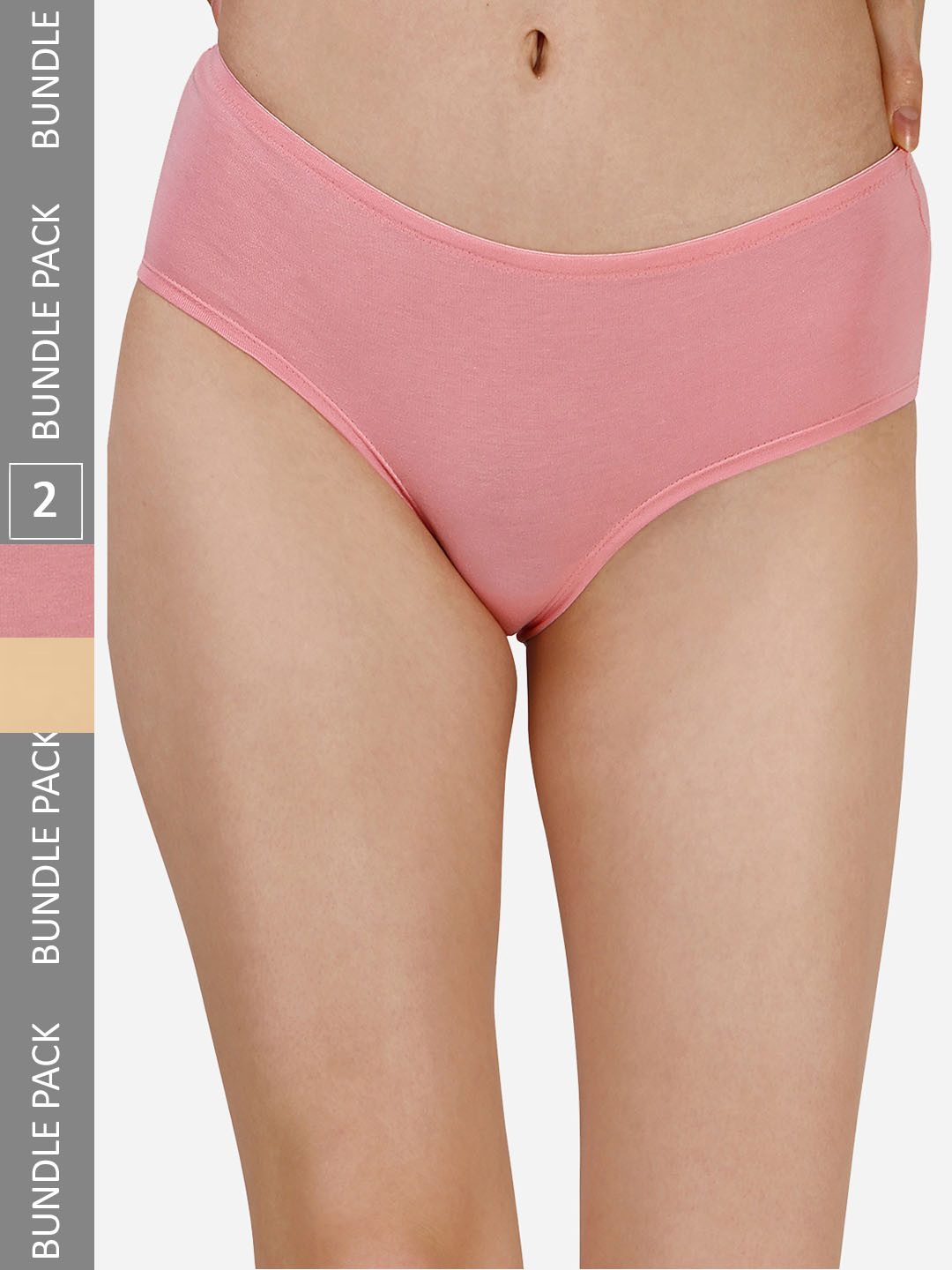 Soie Women Mid Rise High Coverage Solid Colour Cotton Stretch Brief Panty (Pack of 2)