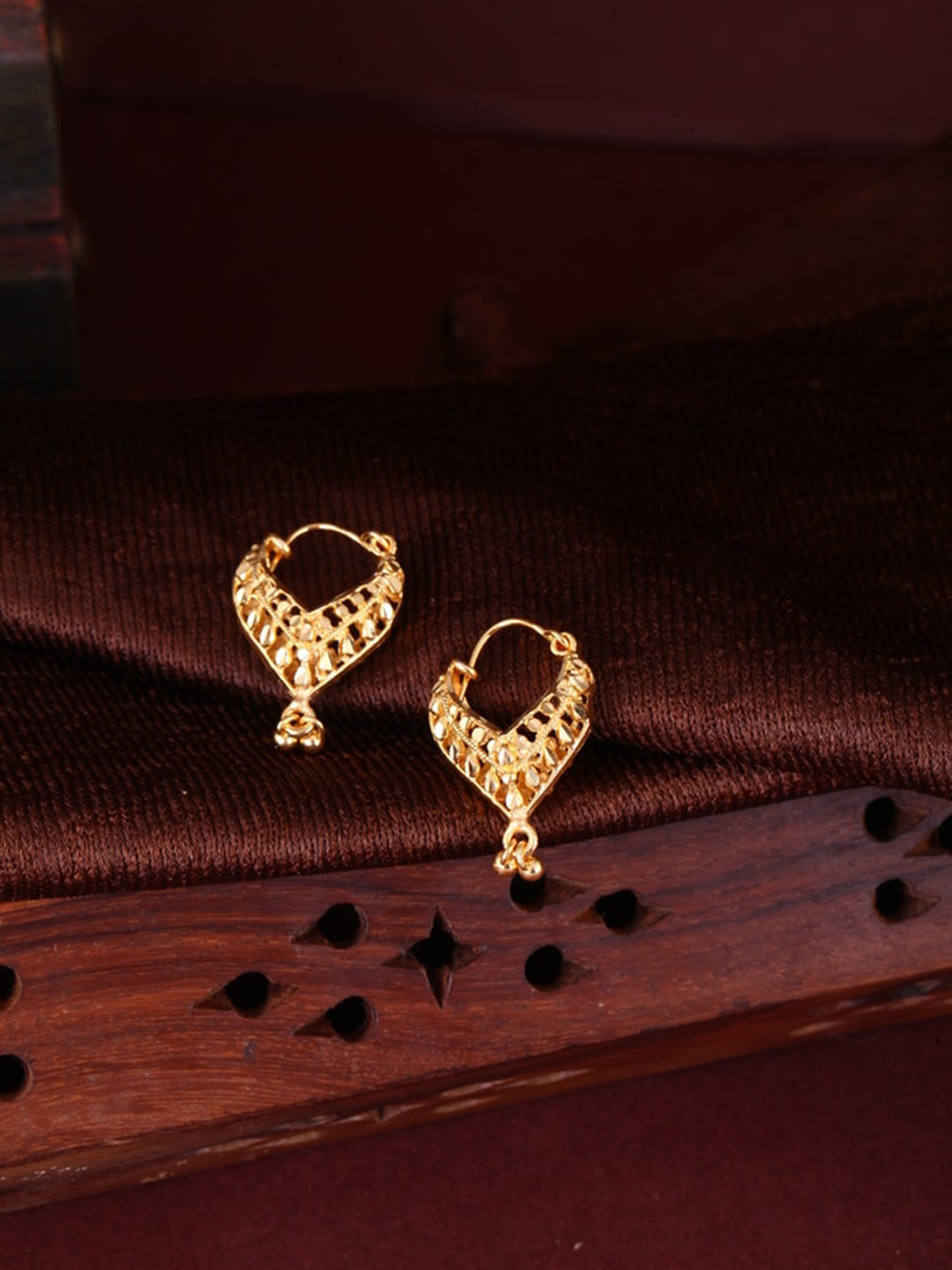MEENAZ Set of 2 Gold-Plated Hoop Earrings