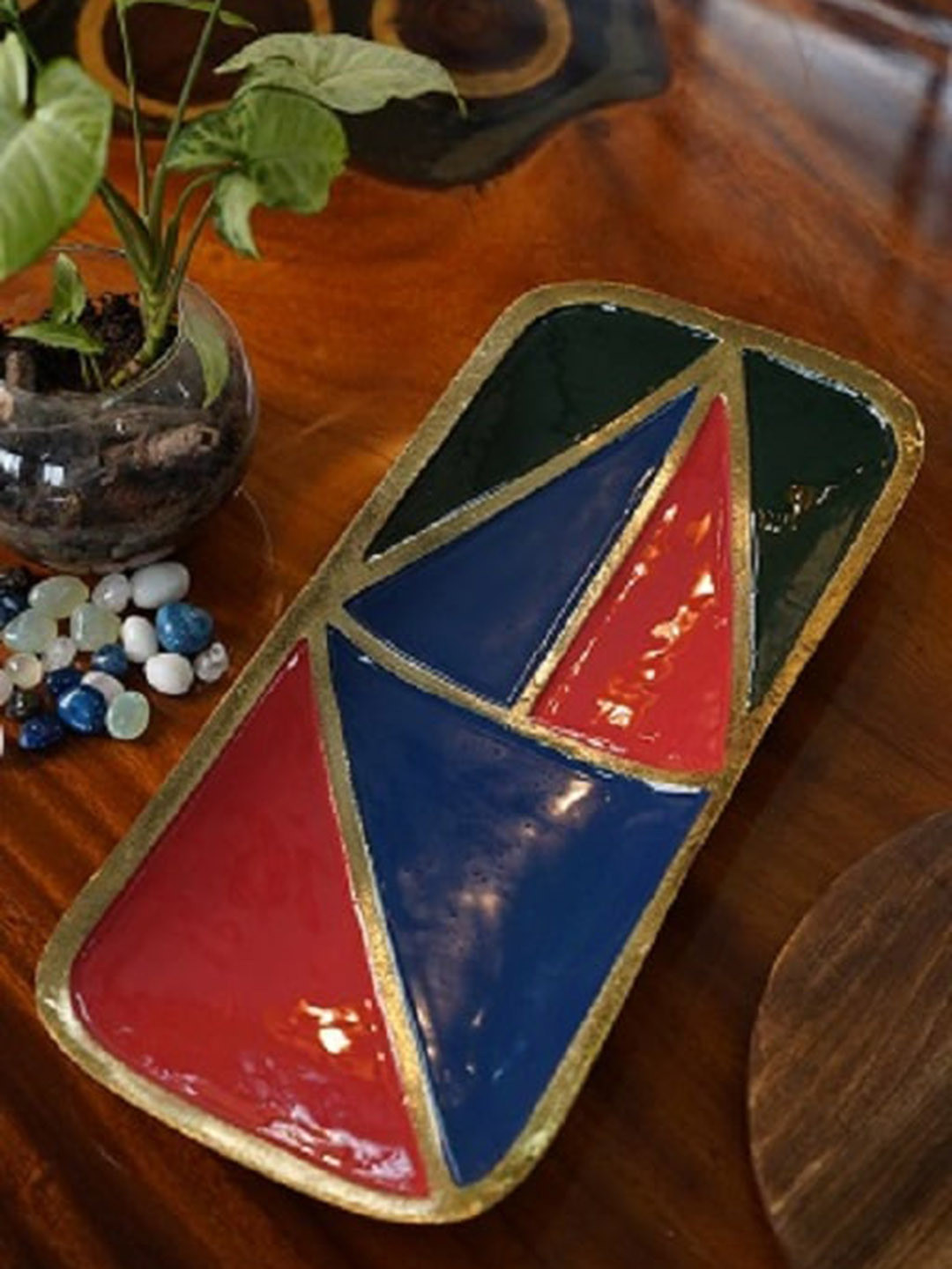 Folkstorys Blue & Red Platter Tray