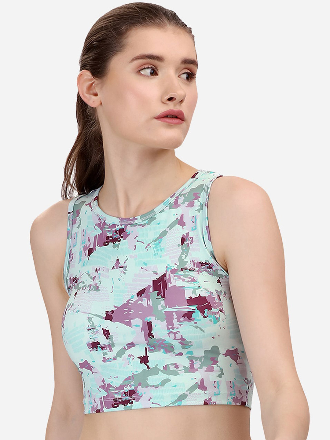 SOIE Sleeveless Quick Dry Printed Athleisure Crop Top
