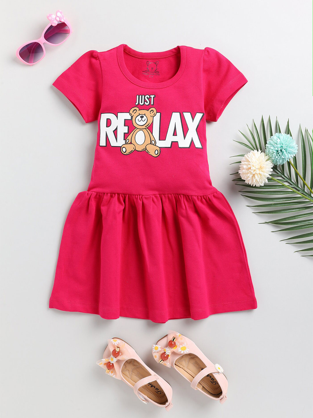 Lazy Shark Printed Cotton Fit & Flare Dress