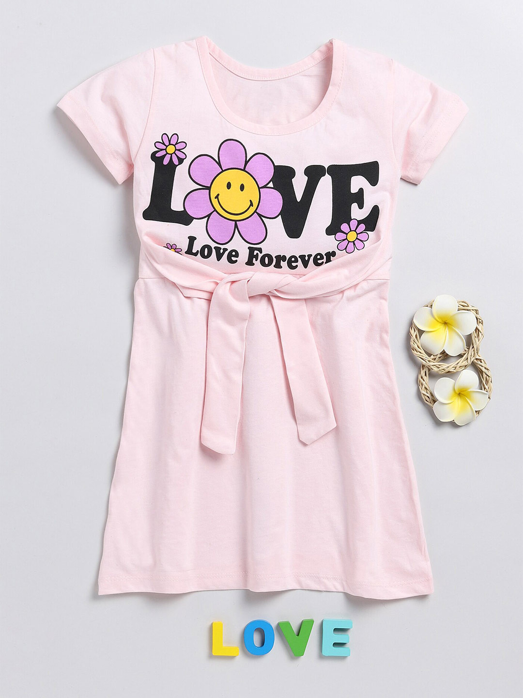 Lazy Shark Printed Tie-Ups Fit & Flare Dress