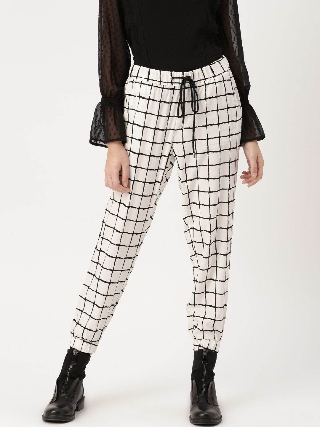 checked joggers womens