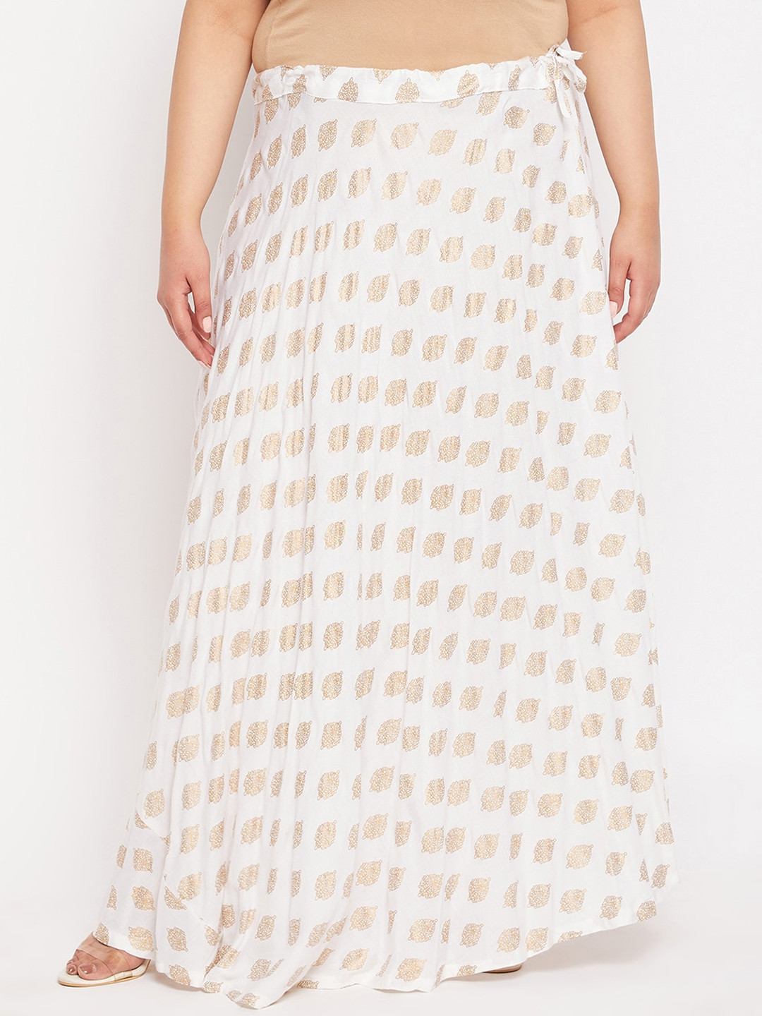 CLORA CREATION PLUS Plus Size Printed Flared Rayon Skirt