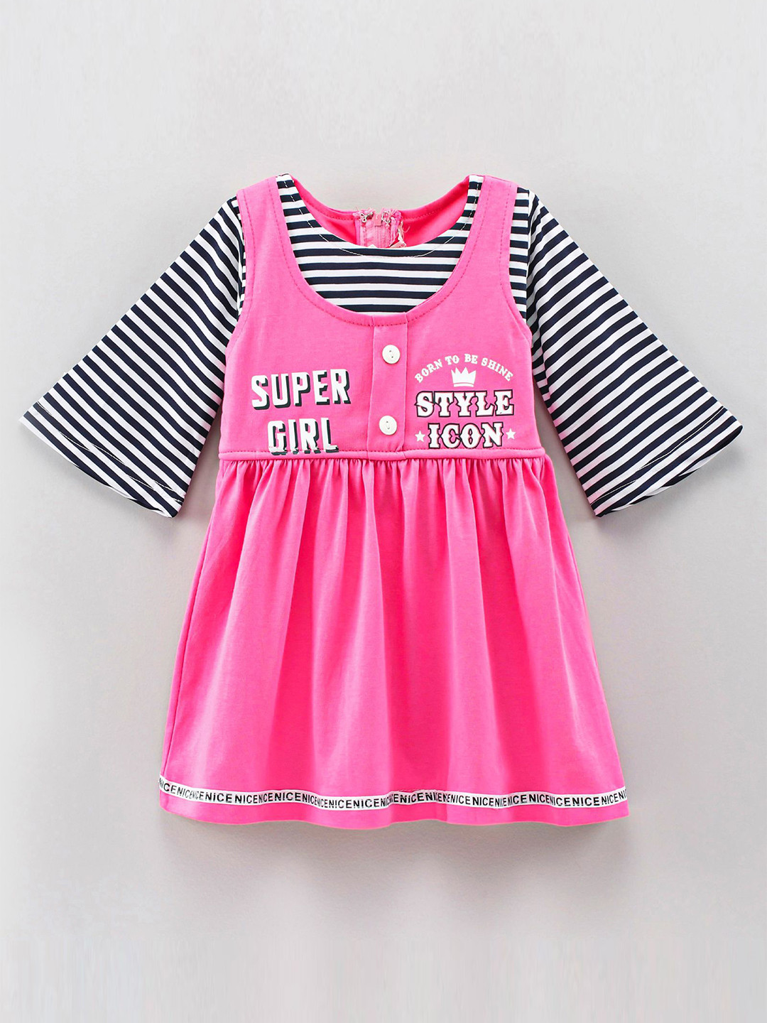 Enfance Girls Typographic Print Long Flared Sleeves A-Line Dress