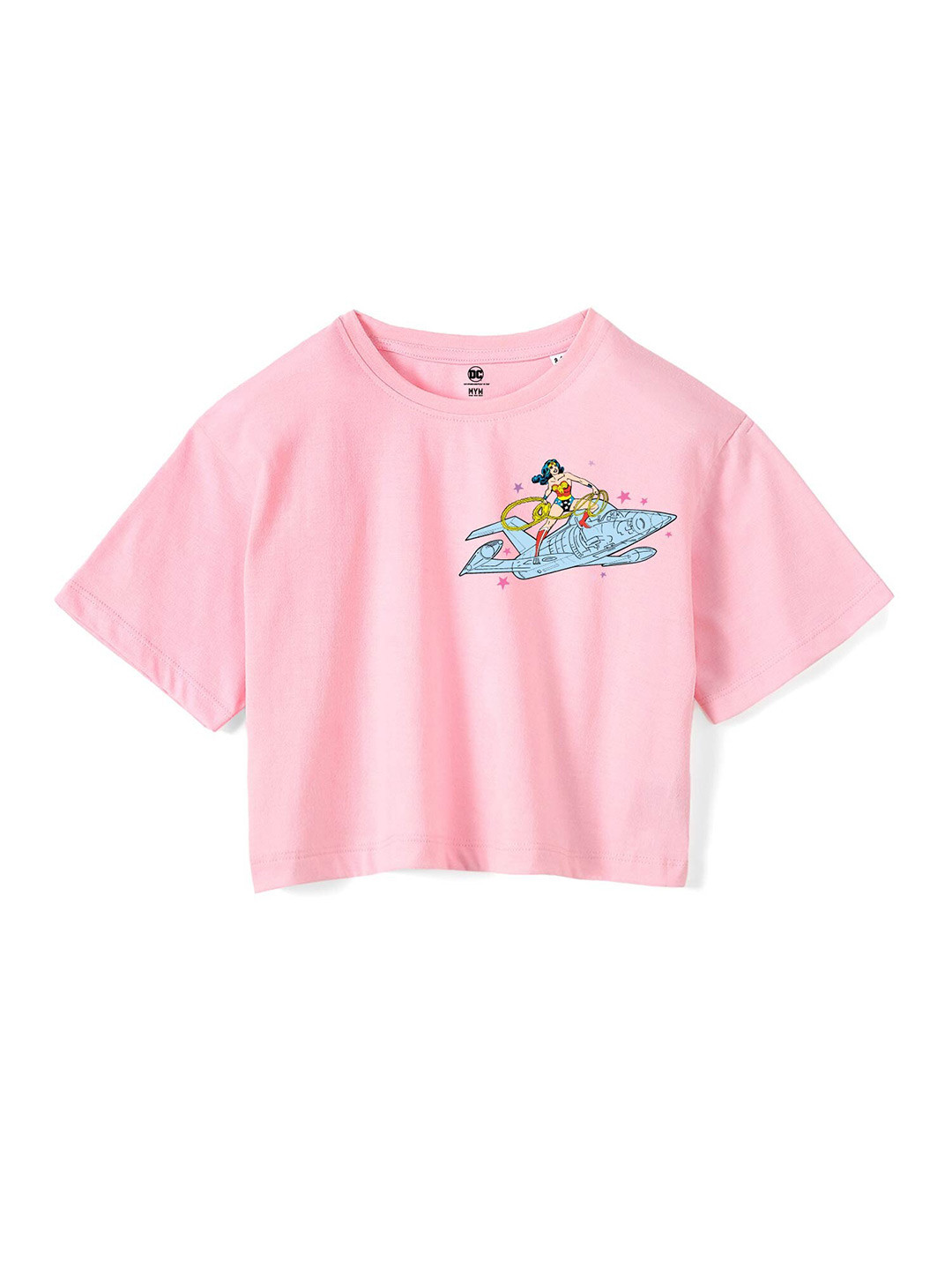 Wear Your Mind Girls Pink Wonder Woman Pure Cotton Boxy T-shirt