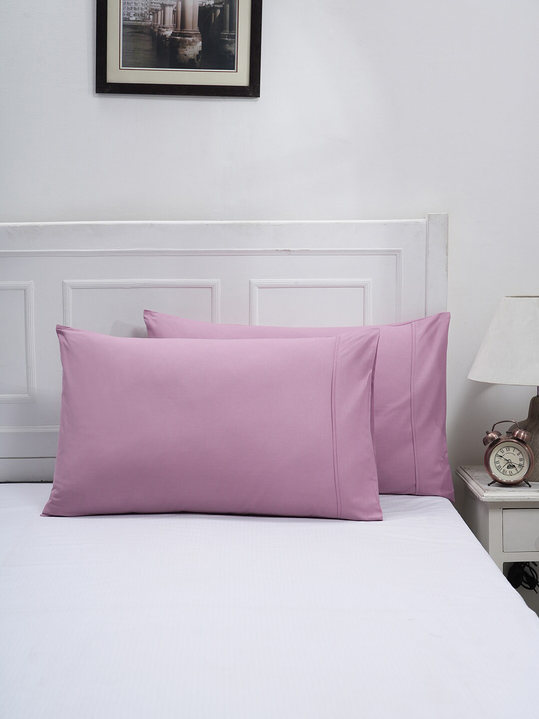 MASPAR Rose Pink 2 Pieces Colorart Eden 110 GSM Cotton Pillow Covers