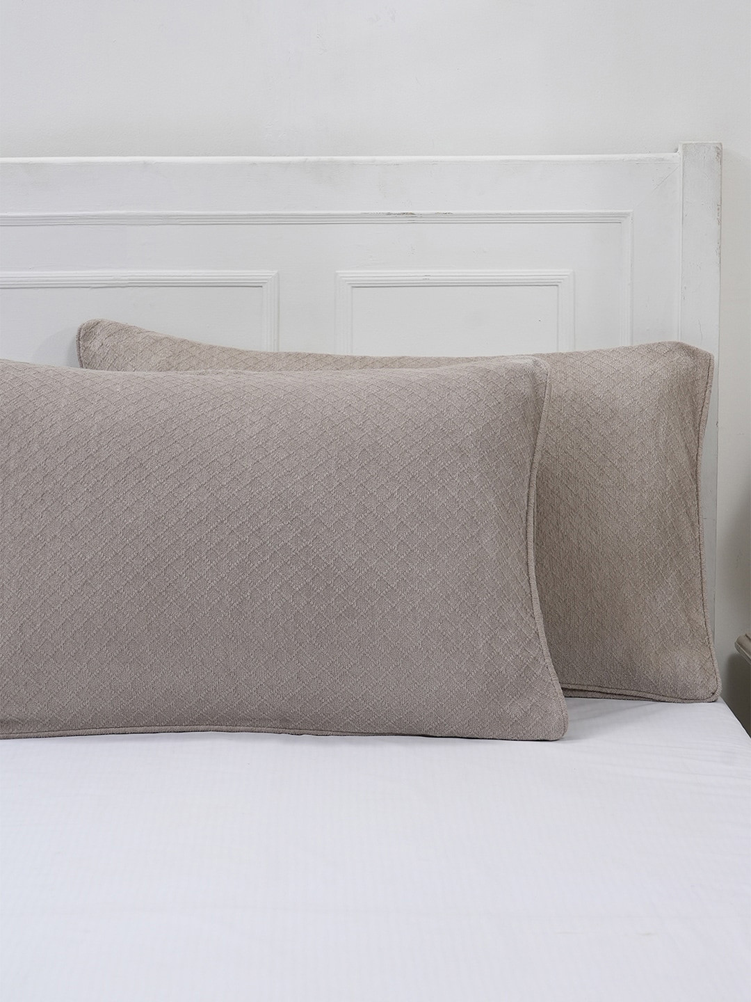 MASPAR Blaize Grey 2 Pieces 110 GSM Cotton Solid Pillow Sham