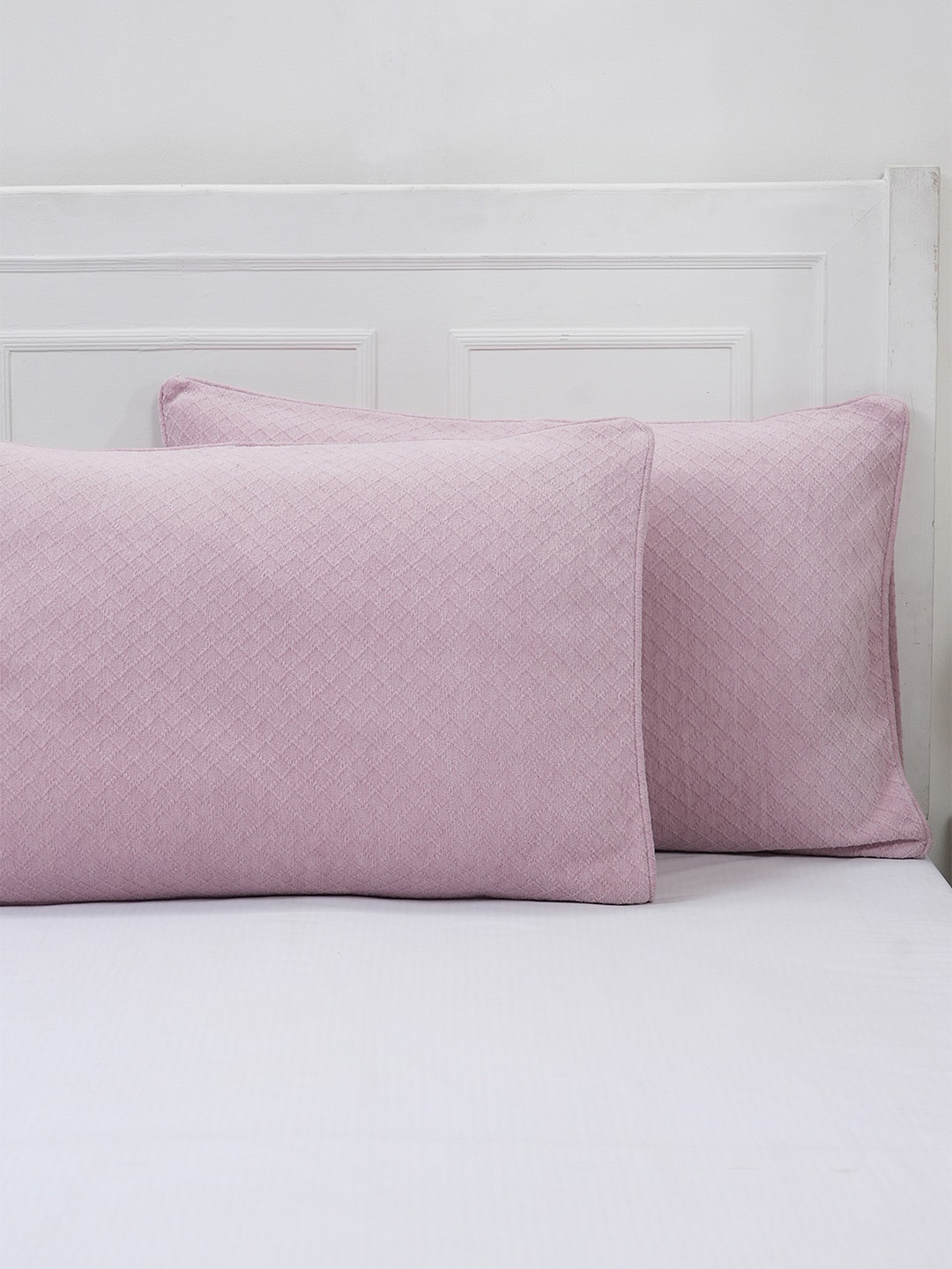 Maspar Colorart Blaize Mauve 2 Pieces Textured 110 GSM Cotton Standard Pillow Sham