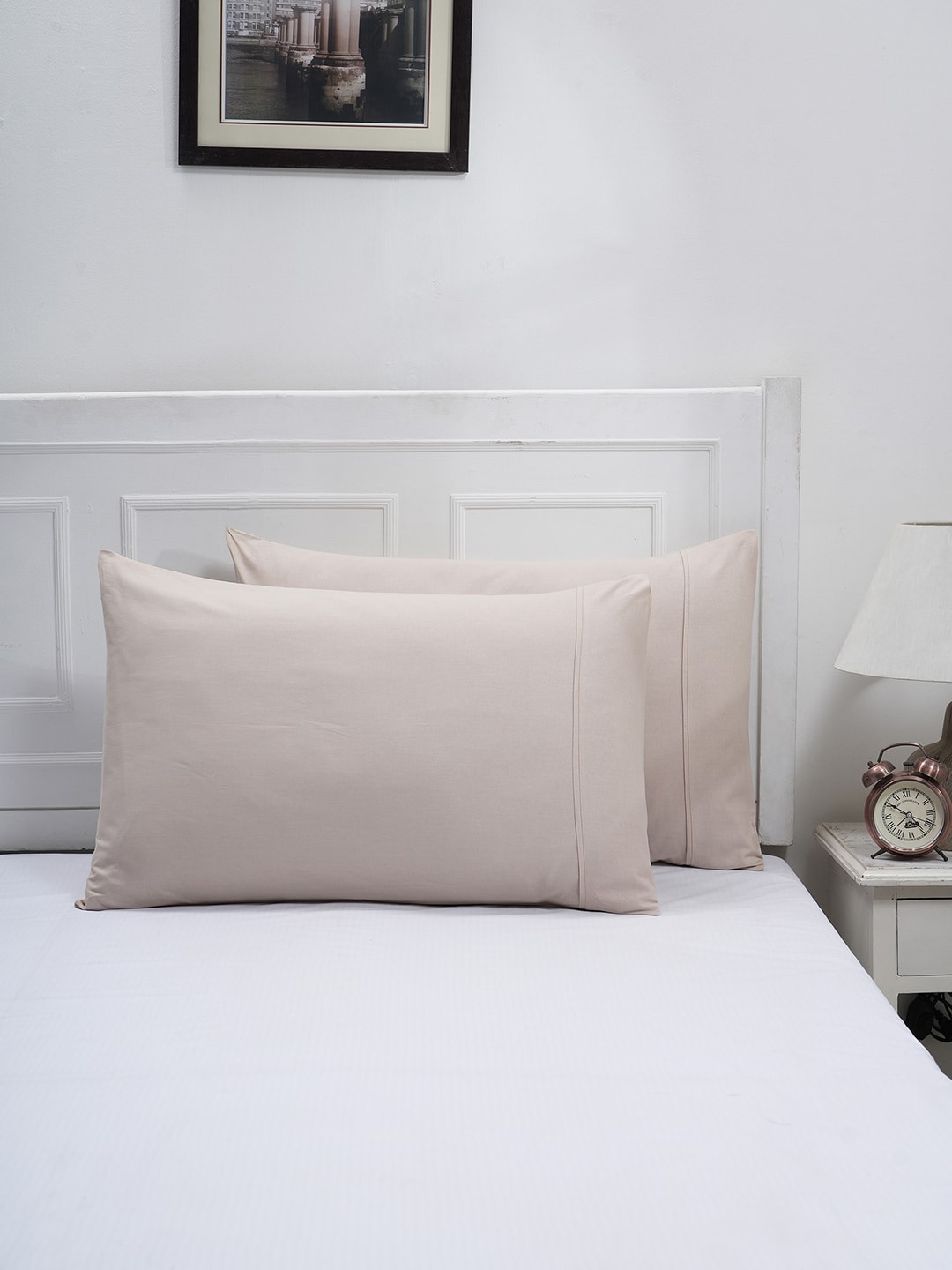 MASPAR Colorart Eden Beige 2 Pieces 110 GSM Cotton Pillow Covers