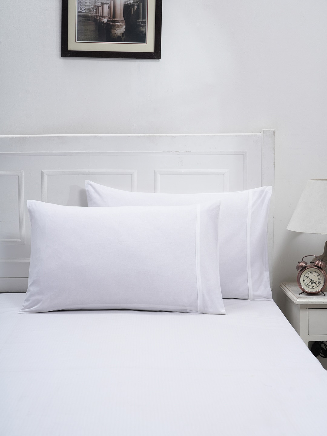 MASPAR Colorart Eden White 2 Pcs 110 GSM Cotton Pillow Covers